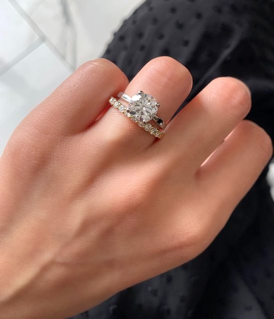 solitaire ring with diamond band