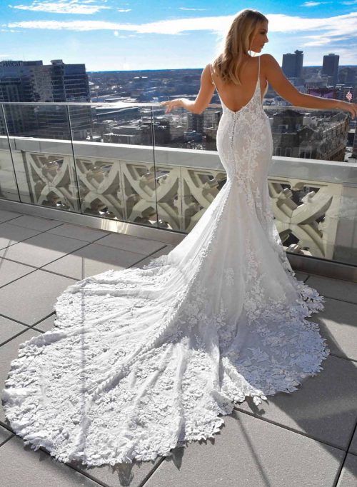 lace navy blue dresses Navy Blue Satin Mermaid Deep V-neck Prom Dresses With Lace Appliques, MP954