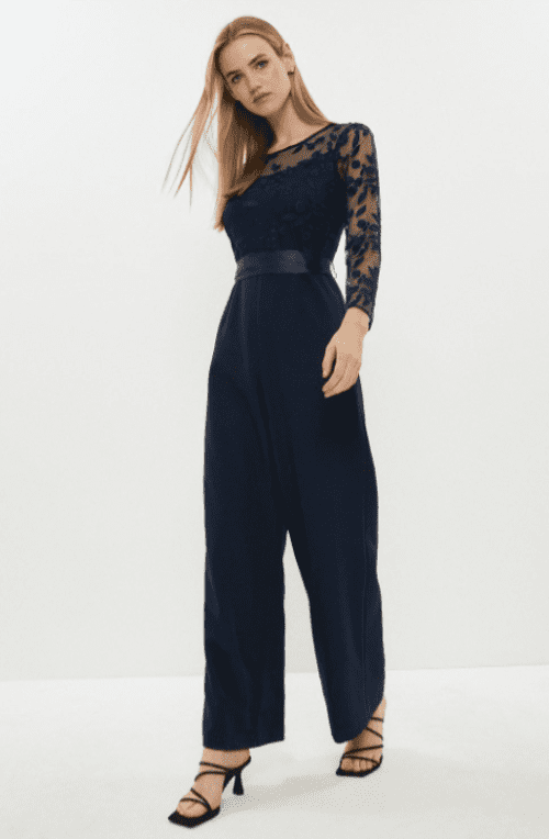 12. Embroidered Top Wide Leg Jumpsuit