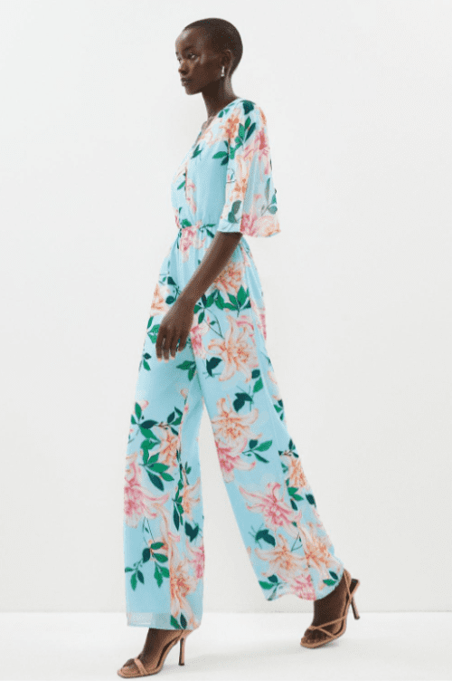 13. Beaded Lilly Wrap Top Wide Leg Jumpsuit​