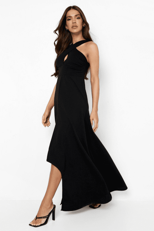 17. HALTER NECK FRILL HEM MAXI DRESS