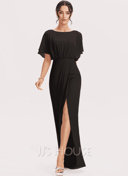 25. SheathColumn Floor-Length Bridesmaid Dress With Split Front