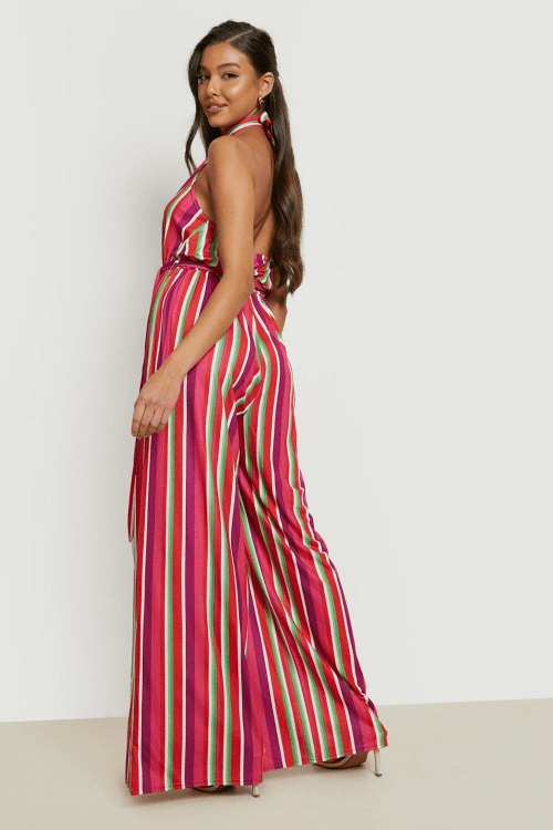 30. STRIPE HALTERNEKCK WIDE LEG JUMPSUIT