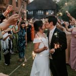 Wedding couple with sparklers