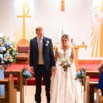 Bride and groom chapel wedding ceremony