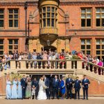 Wedding guests on steps