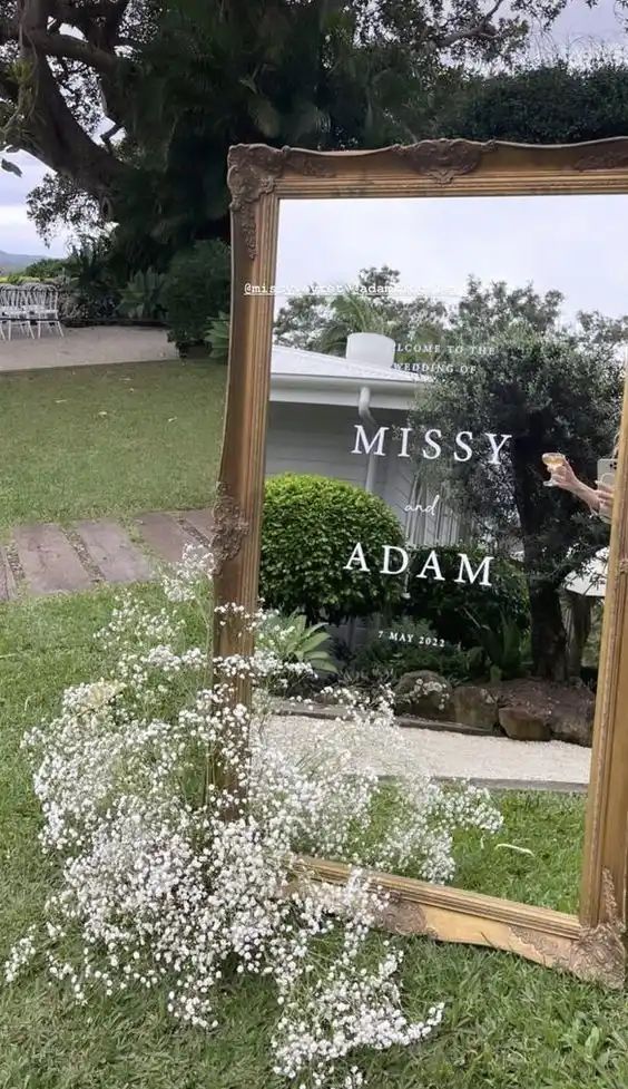 DIY mirror wedding sign